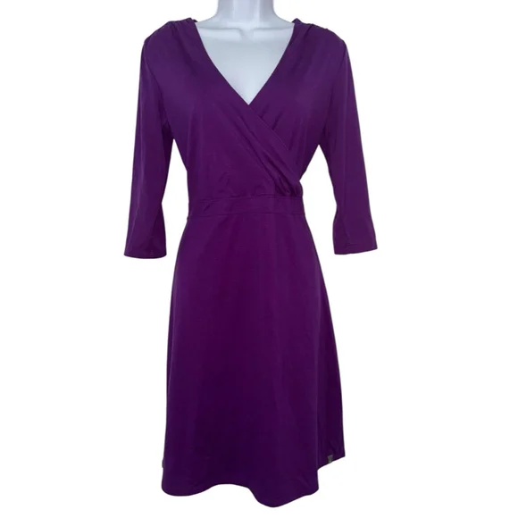 Women's Smartwool Maybell Purple Long Sleeve Wrap Dress L - Picture 1 of 10